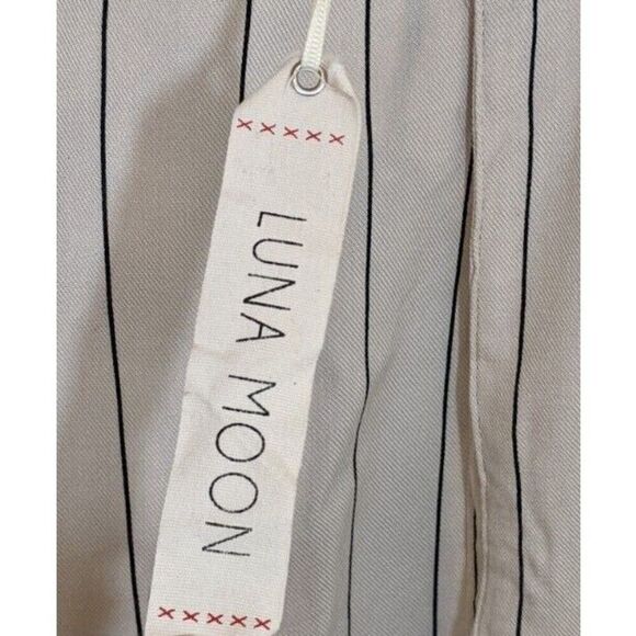 Luna Moon Pants Striped Wide Leg High Rise Cropped Pull On Elastic Back Size XL - Picture 11 of 11